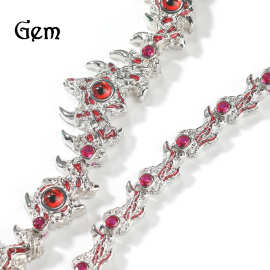 欧美夸张尖刺寄生红眼睛荆棘镶钻嘻哈项链配饰男小众设计潮流饰品