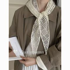 韩版ins田园风简约镂空格子三角巾春夏新款时尚多功能叠穿屁帘女