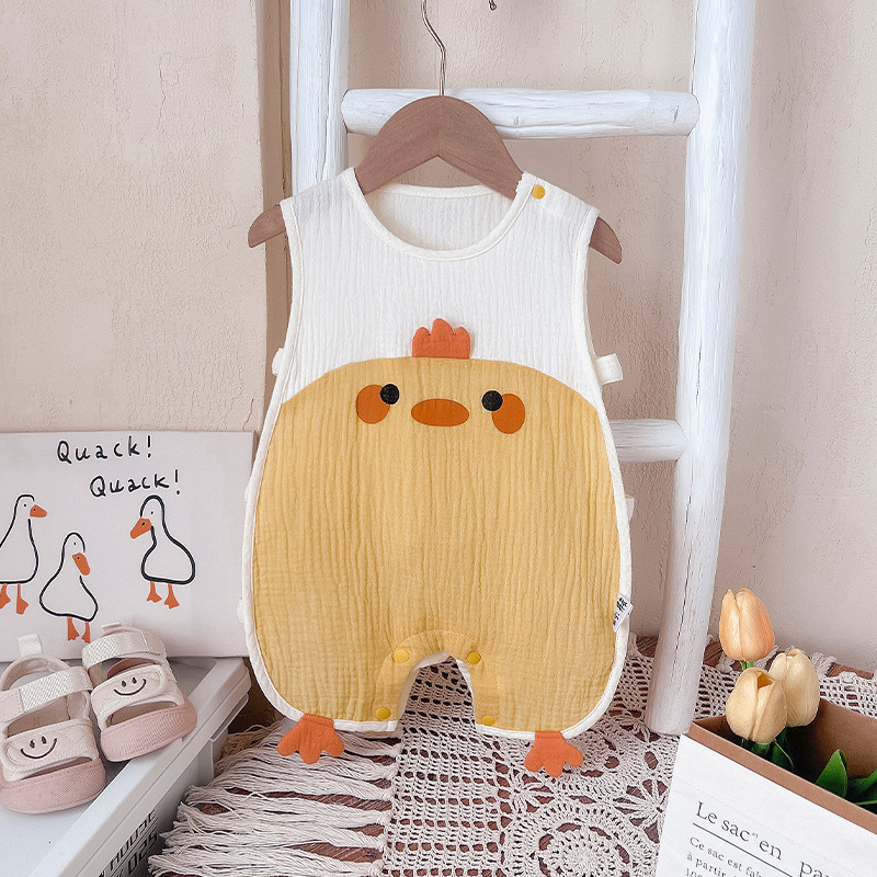 2025 Newborn Baby Summer Thin Baby Clothes Summer Sleeveless Gauze Onesie Baby Outing Clothes