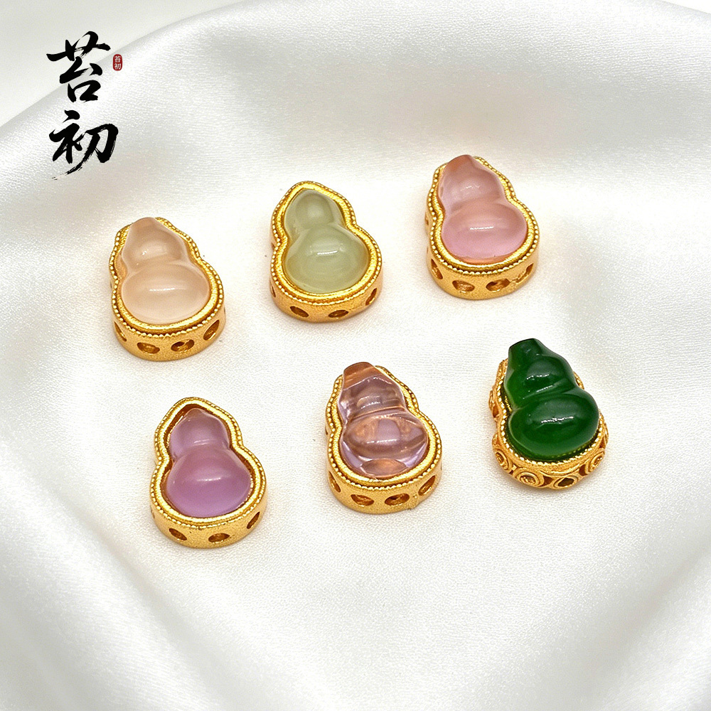高保色古法金沙金葫芦多通串珠隔珠手工diy手串耳环红绳手链配件