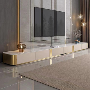 Light Luxury Modern Minimalist Small Apartment Living Room Home Lacquer Ultra-Long Slate Solid Wood Tv Cabinet Coffee Table J ✧