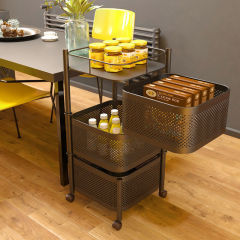 Rotating Snack Baby Supplies Shelf Living Room Multi-functional Floor Kitchen Vegetable Toy Cart Storage Rack