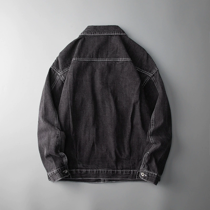 Long-sleeve, denim men's elastic autumn jacket, oversize