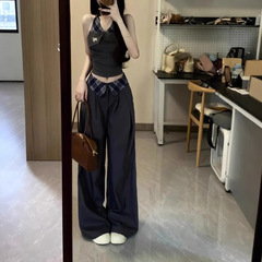 女性のための美しい夏のスーツ、2025年夏の新しいホットガールハイエンドホルターネックベストワイドレッグパンツ2点セット