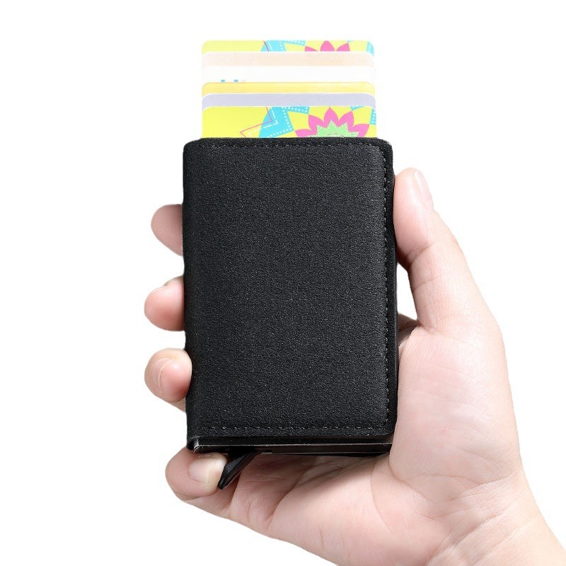 Anti-robo RFID tarjeta de metal bolsa de tarjeta de crédito elástica caja de metal de aluminio tarjeta de hombre tarjeta de bolsa de plata tarjeta al por mayor