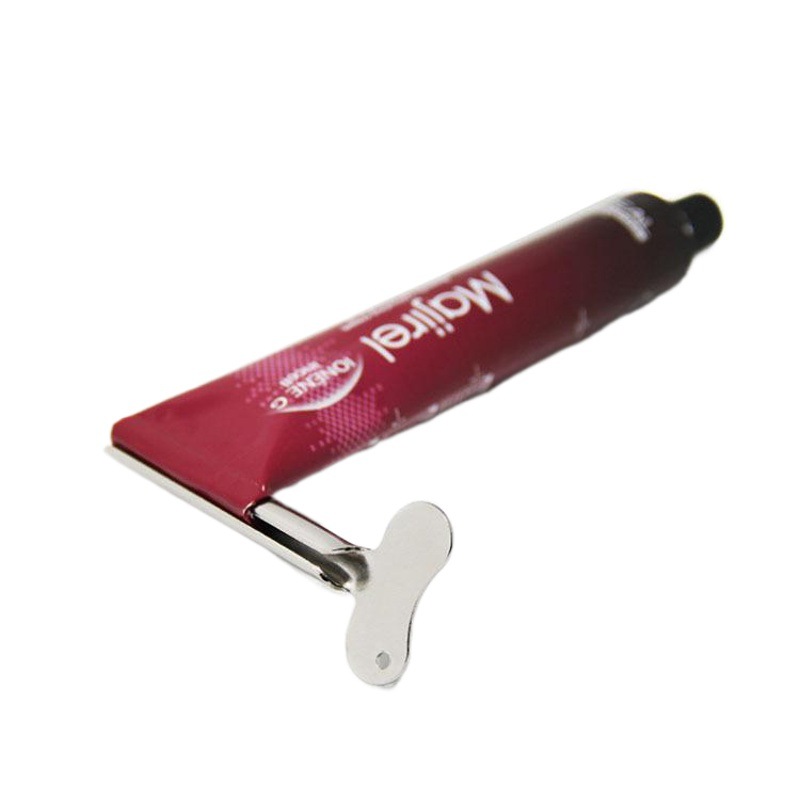 Acero inoxidable hierro pasta de dientes exprimidor peluquería clave color crema pizca color crema herramienta semicírculo metal exprimidor rollo cuchara