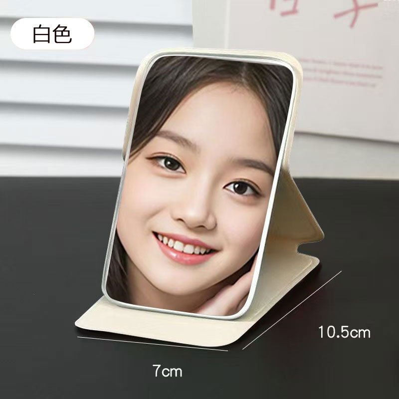 Espejo de maquillaje LED con lámpara plegable portátil portátil inswind dormitorio de estudiantes espejo de escritorio espejo de alta definición pu