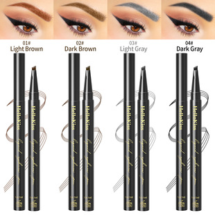 Cross-Border Makeup Waterproof, Sweat-Proof, Non-Smudged Four-Pronged Liquid Eyebrow Pencil, Pigmented and Non-Removing Makeup Wild Artificial Eyebrow Pencil