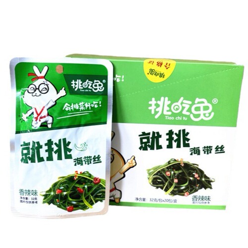 Picky Rabbit, refreshing and crispy bamboo shoots, shredded kelp, pickled beans, enoki mushrooms and potato slices. Ready-to-eat appetizers.