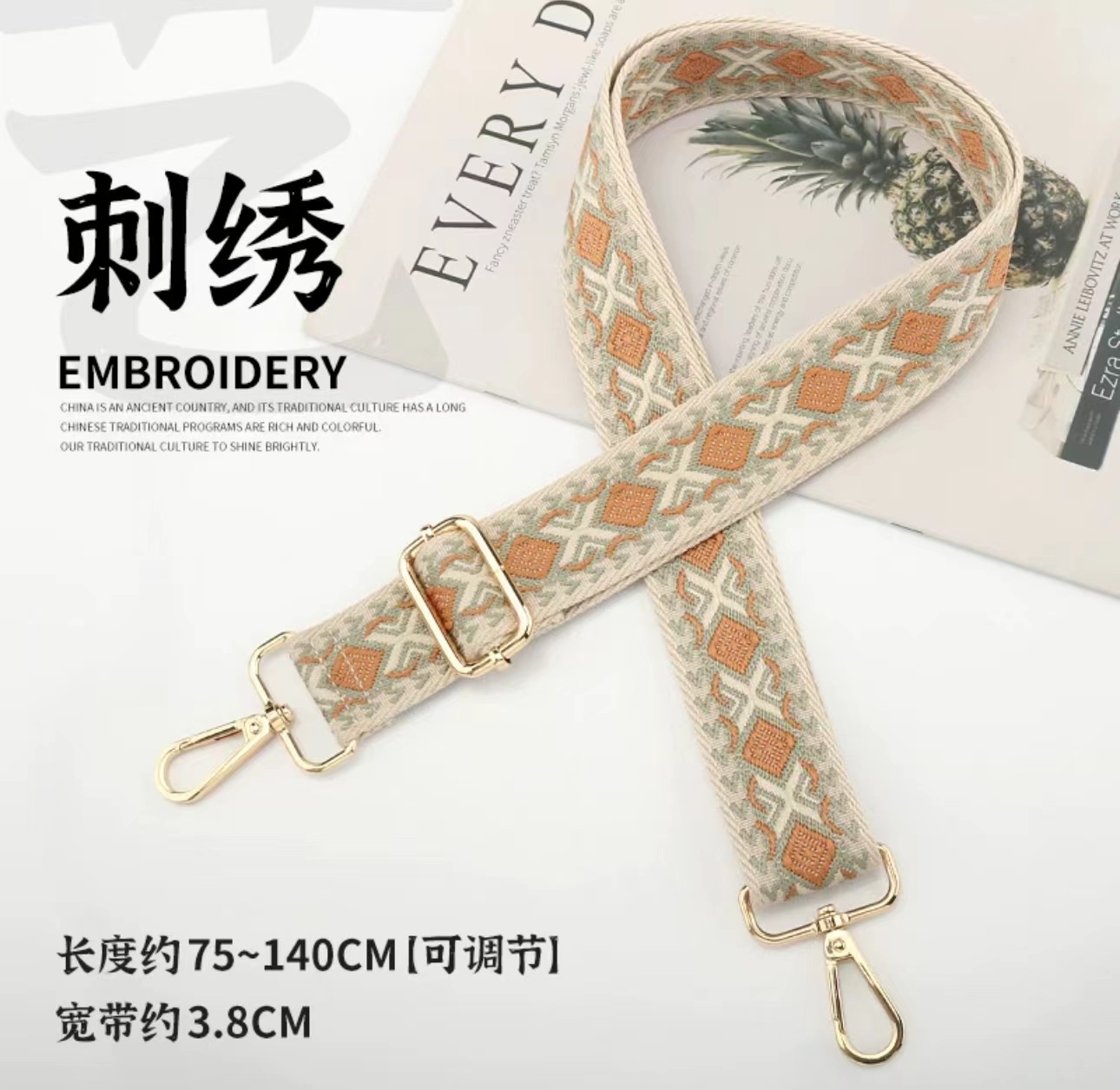 Correa de hombro ajustable jacquard 38mm ancha resistente poliéster universal bolso