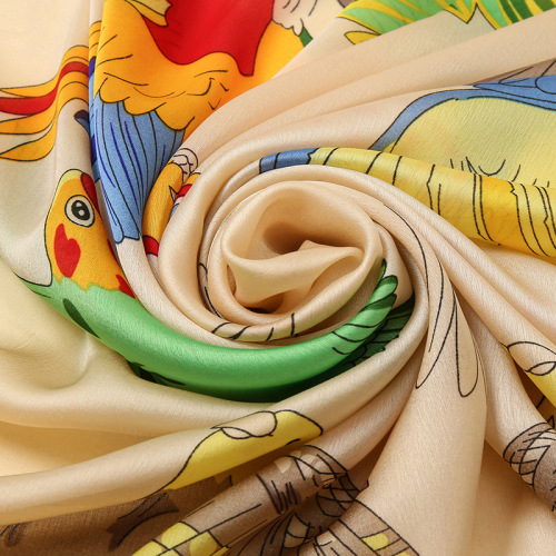 Spring, summer and autumn new Korean style floral elegant high-end imitation silk scarf women's decorative shawl sun protection beach towel