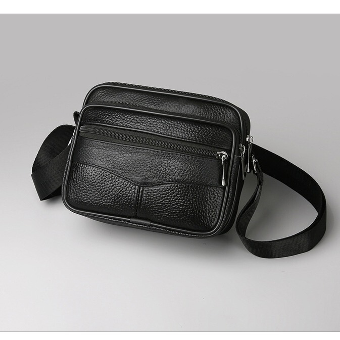 Popular First-Layer Cowhide Shoulder Bag, New Crossbody Bag, Genuine Leather Backpack, Mobile Phone Bag, Portable Men's Bag, Leather Pipe Bag