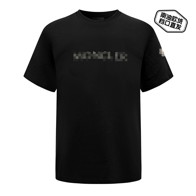 26 Summer Monogram Print Short Sleeve Unisex Flocked Skin-Friendly Simple Casual Versatile Daily Pure Cotton T-Shirt
