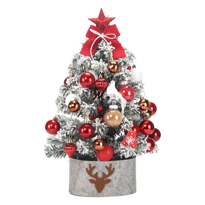 Escritorio mini árbol de Navidad traje 60cm rosa con luces árbol de Navidad flocado decoración de Navidad