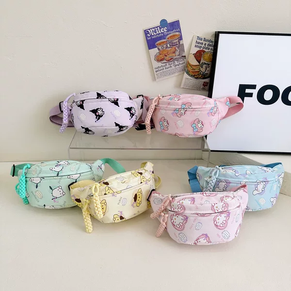 Children's Bags, Cute Internet Celebrity Style Cartoon Outdoor Chest Bags, Little Girls' Waist Bags, Versatile Single-Shoulder Crossbody Bags for Kids