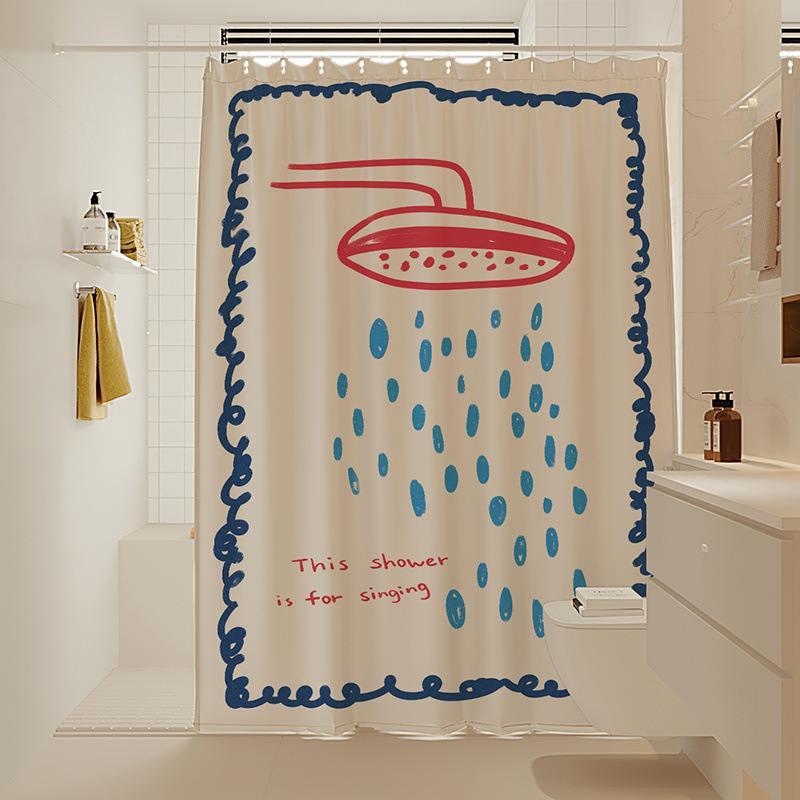 Bathroom Dry and Wet Separation Shower Curtain, Bathroom Blocking Curtain, Punch-Free Toilet Curtain, Waterproof and Mildew-Proof Household Faucet
