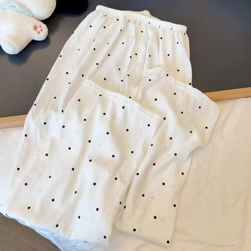 クラウドコットンブルーベアパジャマパンツ女性のための春と秋のルーズワイドレッグパンツ怠惰なウォーキングパンツ薄い夏カジュアルホームパンツ|undefined