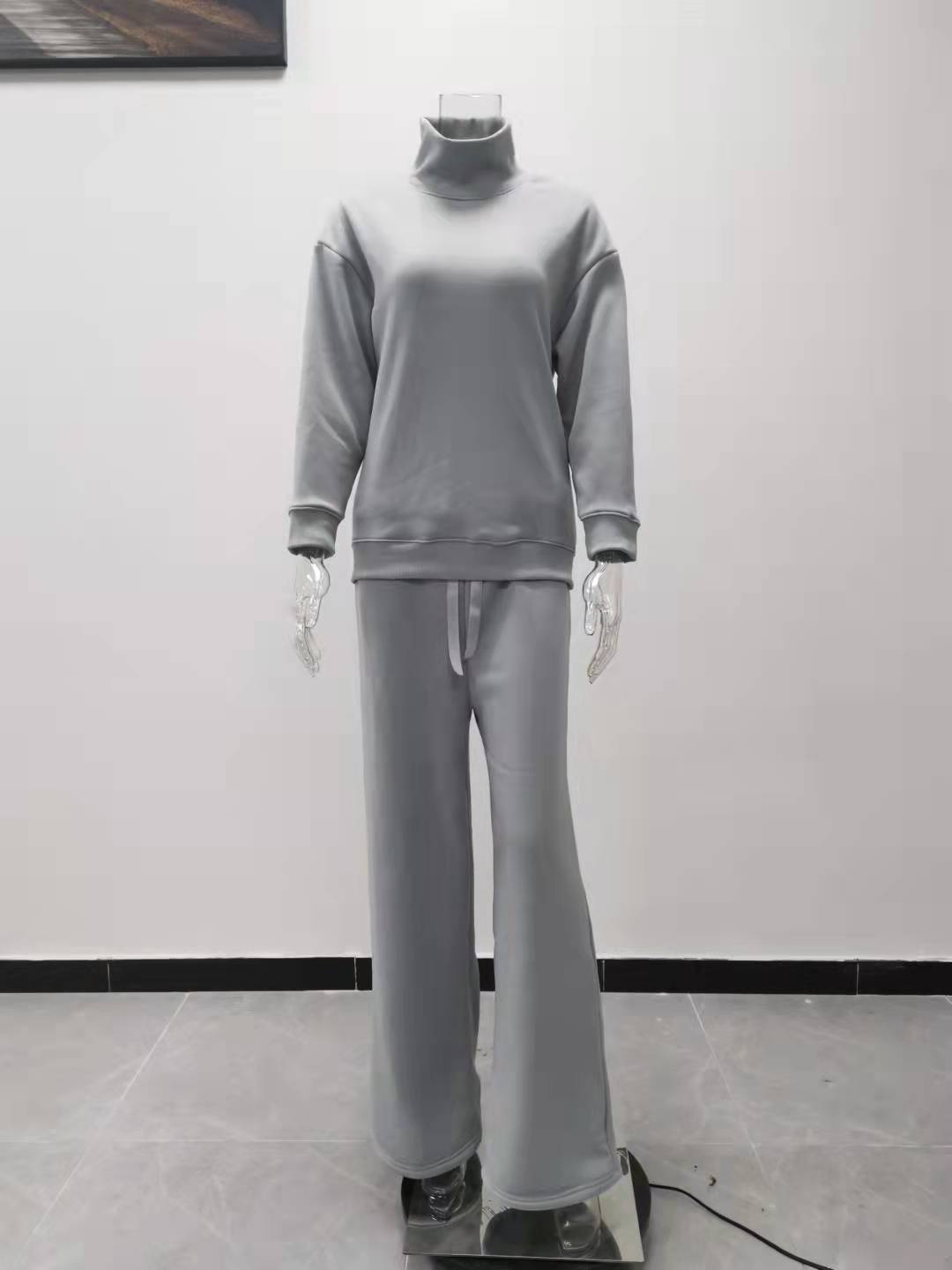 2 Pieces Set Quantity Daily, Street Occasion Daily Street Women's Casual Solid Color Cotton Blend Spandex Pant Co-ord Set Pants Sets