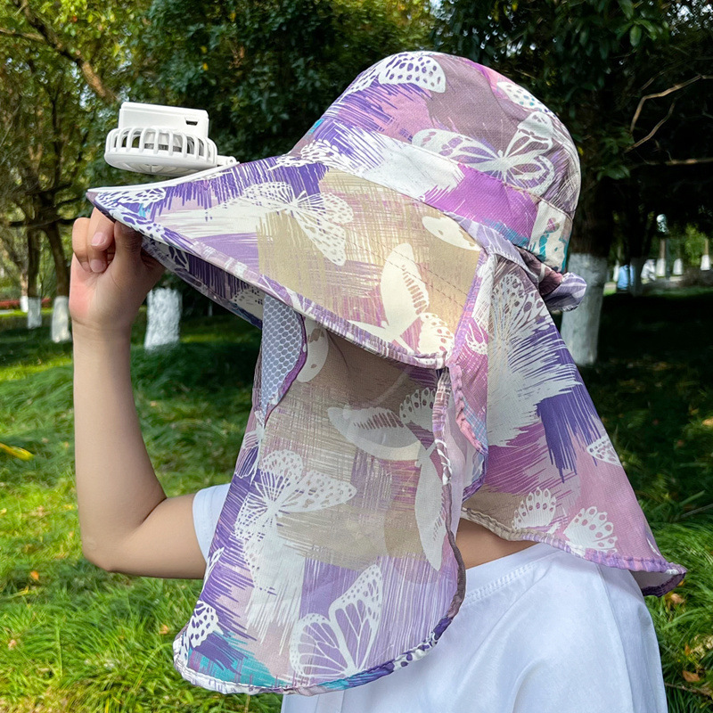 ファン付き帽子女性用 2024 新しい夏の屋外農作業日焼け止め帽子マスクサンハット UV 保護|undefined
