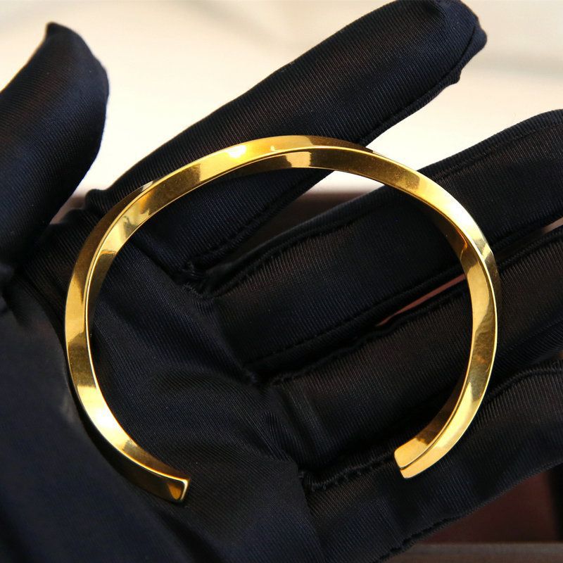 Mobius, apertura torcida, pulsera de acero de titanio ajustable, pulsera de moda que no se desvanece, joyería simple para mujer, hombre, Europa y América
