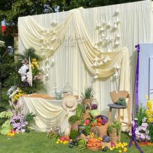 香槟系户外婚礼现场装饰布婚庆场景布置奶杏色布幔牛奶丝背景布料