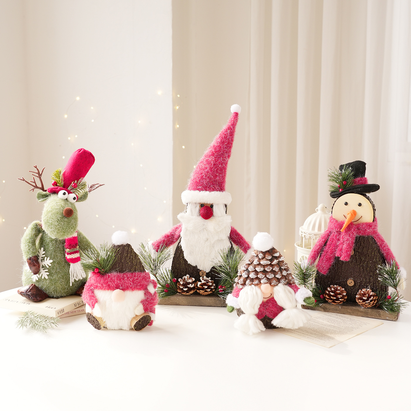 Nuevos productos Santa decoración de escritorio fieltro espuma ciervo muñeca muñeca muñeca de nieve diseño de escena decorativa creativa