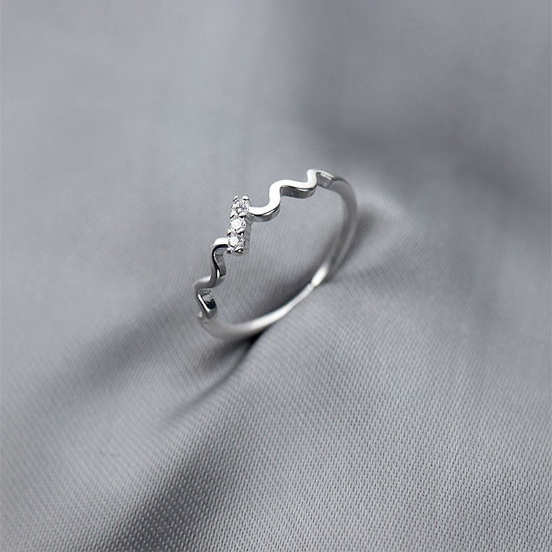 Diamond-studded Wave Ring Open Ended Adjustable Designer Ring_voghion.com