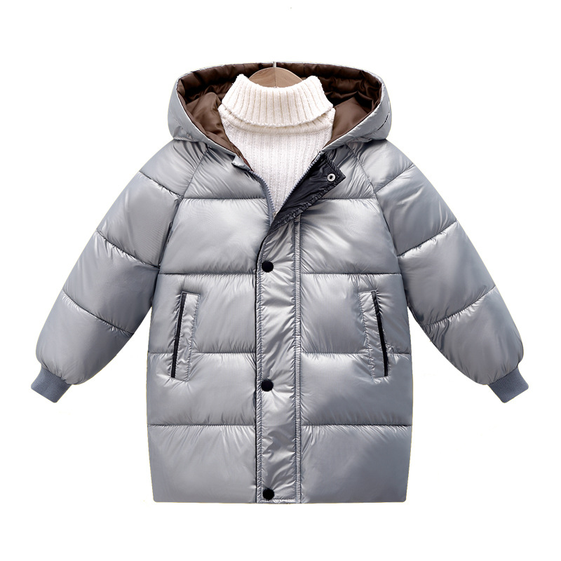 Ropa de algodón acolchada para niños de comercio exterior ropa de algodón acolchada con capucha de invierno para niños medianos y grandes bebés para niños y niñas nueva chaqueta acolchada de algodón engrosada de longitud media