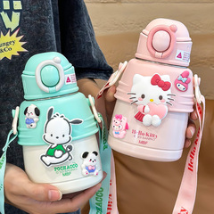 大容量卡通兒童保溫杯子高顏值三麗鷗學生戶外背帶大肚吸管喝水壺