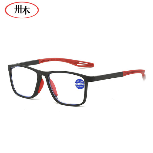 New cross-border anti-blue light reading glasses, middle-aged and elderly sports flat reading glasses, men's and women's anti-slip reading glasses