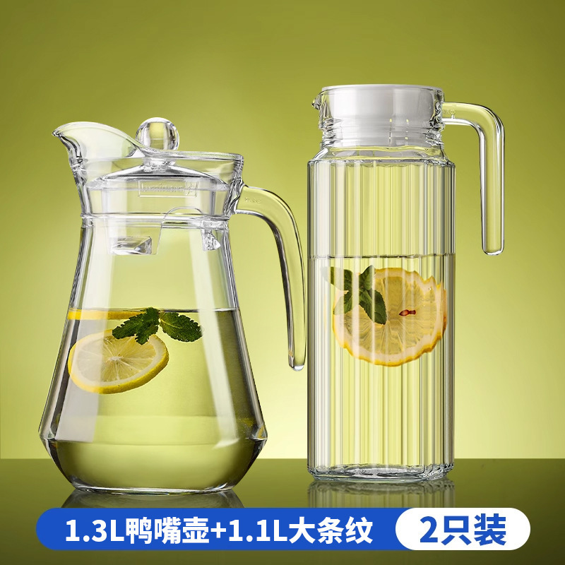 Taza de agua fría de vidrio resistente al calor, tetera de té de gran capacidad, taza de agua fría blanca resistente a altas temperaturas, botella de frutas al por mayor