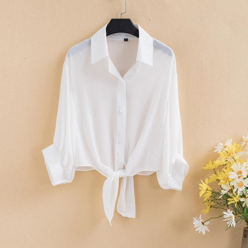 Colorful loose-fitting chiffon shirt for outerwear, beach wear, summer air-conditioned clothing, skirt matching, small shawl for women
