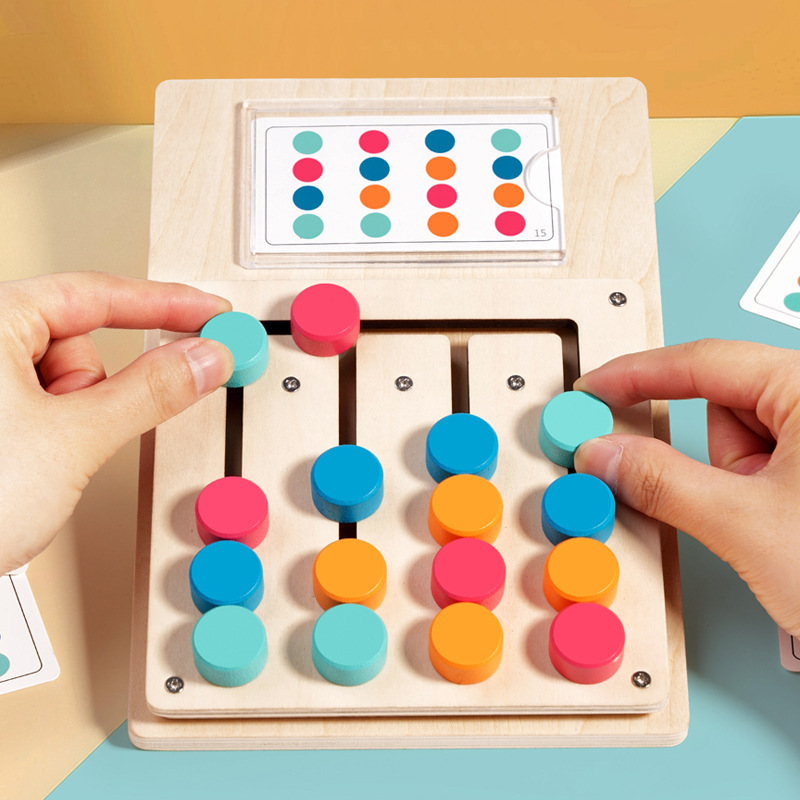 Wooden Educational Cards Four-Color Positioning Game to Exercise Thinking Ability Early Education Color Cognitive Enlightenment Educational Toys
