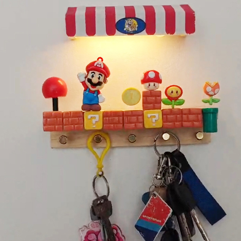 スーパーマリオマリオキーハンガー家庭用パンチフリー磁気クリエイティブ装飾玄関キー収納フック|undefined