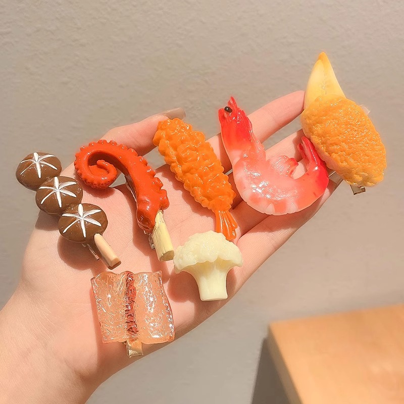 Alimentos artificiales horquilla creativo divertido duckbill lado nuevos accesorios para el cabello Bangs palabra divertido clip horquilla tocado