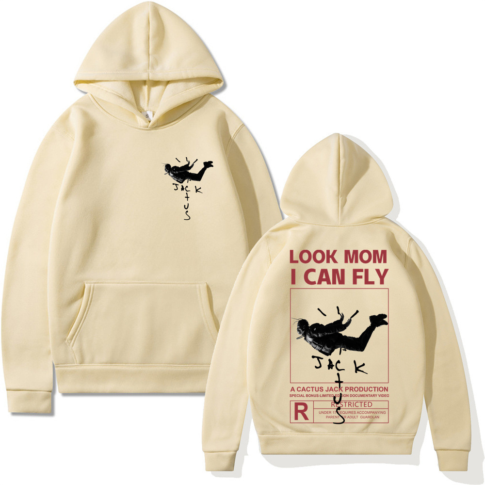Cactus Jack Hoodies Rocky LOOK MOM I CAN FLY Gráficos Men's