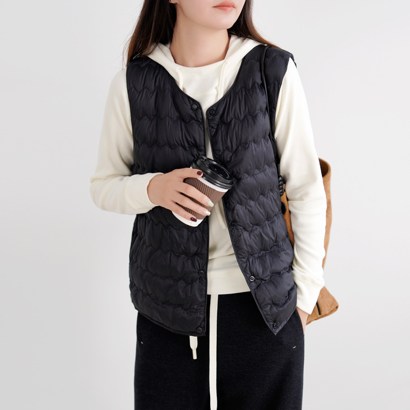 Warm blessing ~ light warm white duck down vest vest women's autumn and winter air feeling folded coat waistcoat waistcoat