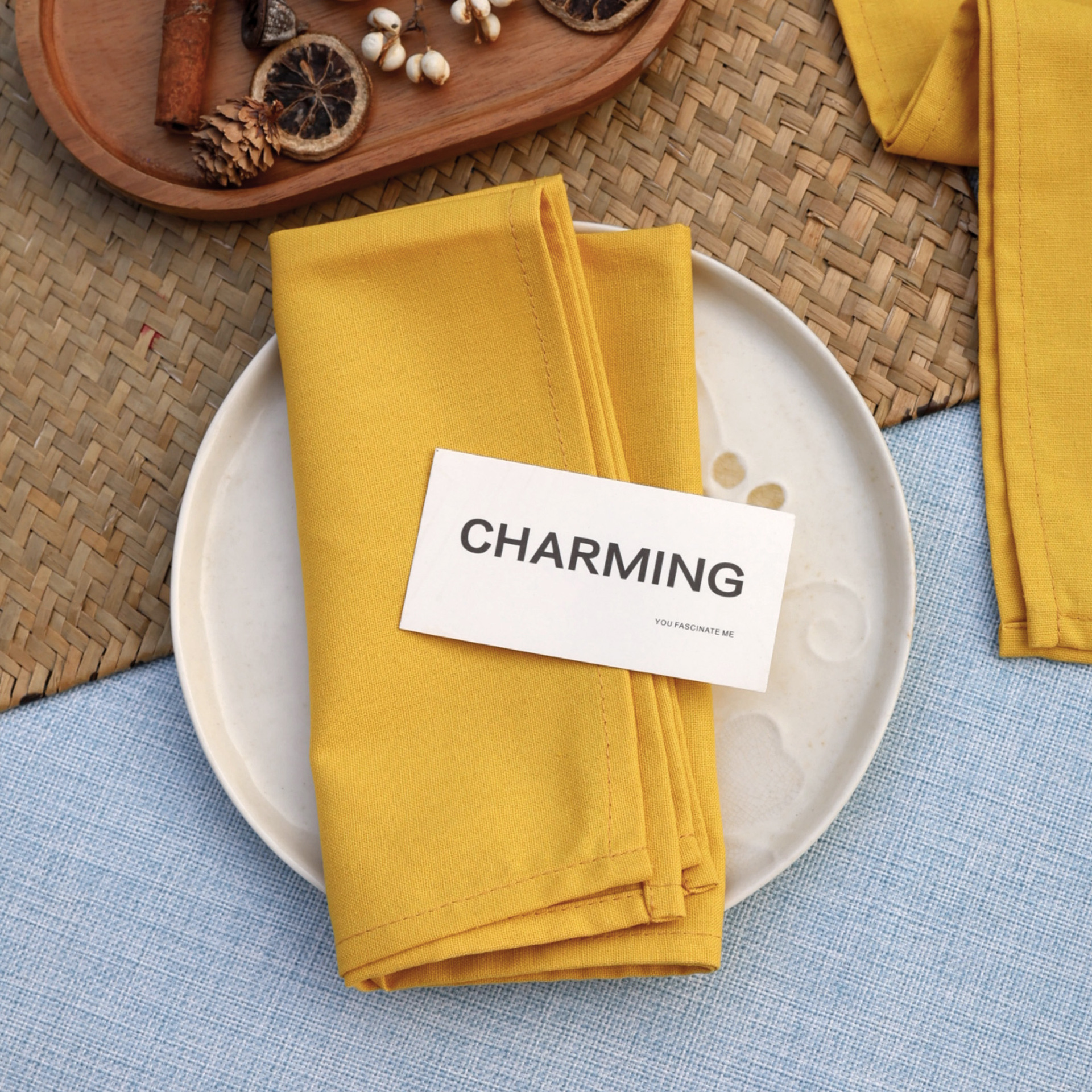 Servillas de lino algodón de Navidad comida occidental hotel de boda mesa de flores plegables tazas toallas de té sólidas almohadilla