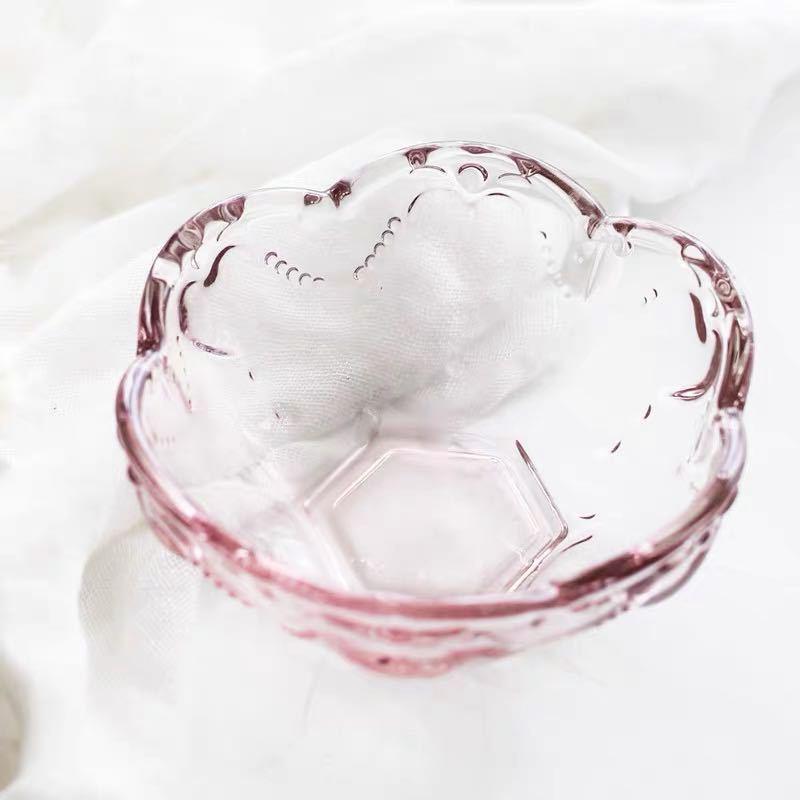 Suministro directo de fábrica creativo estilo japonés borde dorado tazón de vidrio golondrinas tazón de plata tazón de oído tazón de ensalada de helado tazón de postre de corazón de melocotón