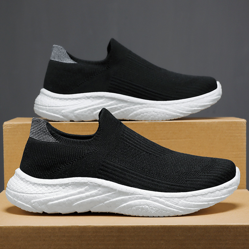 Zapatos deportivos de verano, zapatos informales transpirables para hombre, zapatos informales ligeros de punto, zapatos sin cordones para parejas, zapatos sin cordones para hombre