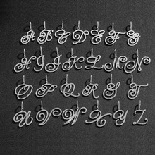 欧美嘻哈吊坠花体草体26英文字母吊坠18K金镶锆石项链货源批发