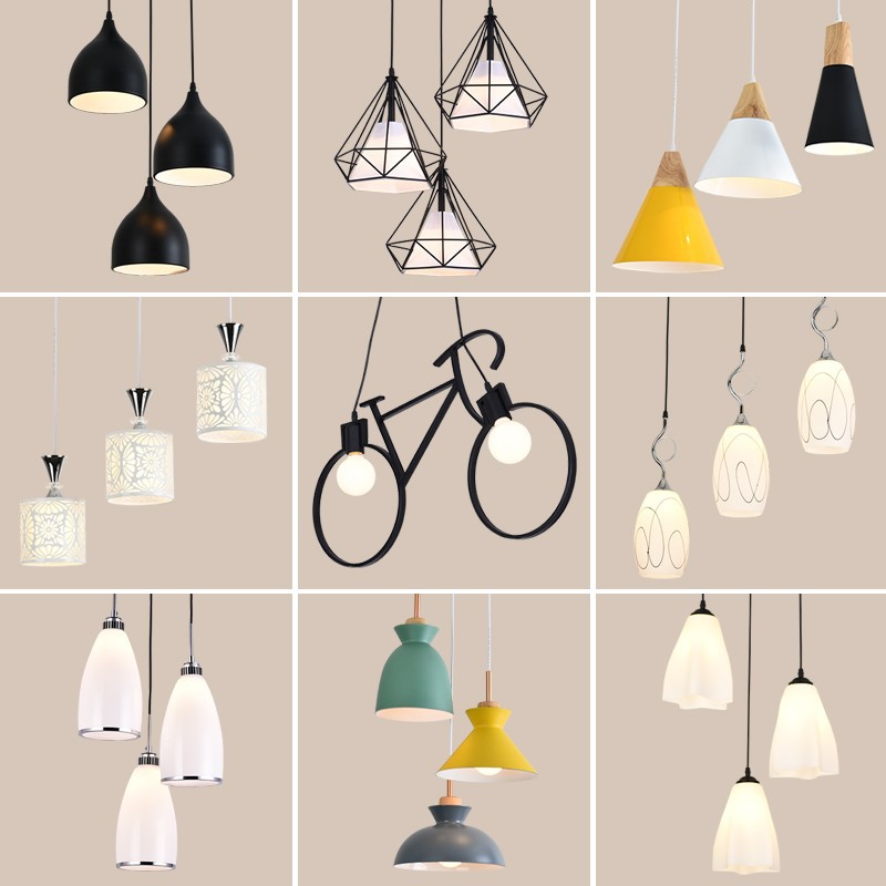 Lámpara de comedor de tres cabezas creativa lámpara de mesa de comedor personalizada moderna minimalista nórdica pequeña lámpara de pasillo de barra de estilo industrial