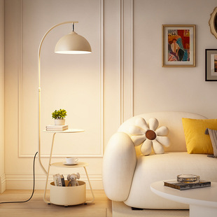 French Cream-Style Sofa Side Table, Bedside Mobile Small Coffee Table, Round Table, Living Room Corner Table, Charging Table