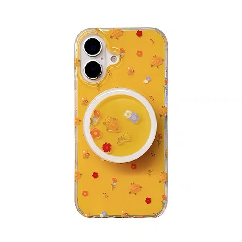 Soporte de mecedora floral fresco para Apple 16ProMax funda para teléfono móvil 13 iphone15 femenino magnético 14