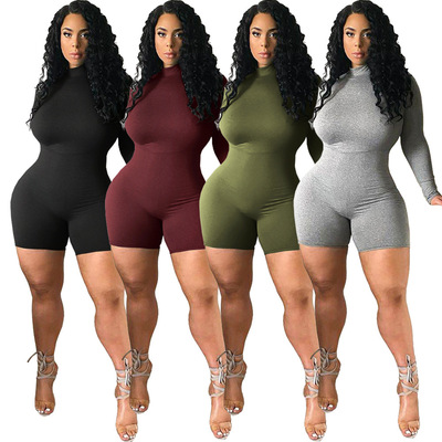 Cross border Amazon Foreign trade Women's wear Europe and America sexy Nightclub zipper Half a fashion motion Fitness pants Jumpsuits