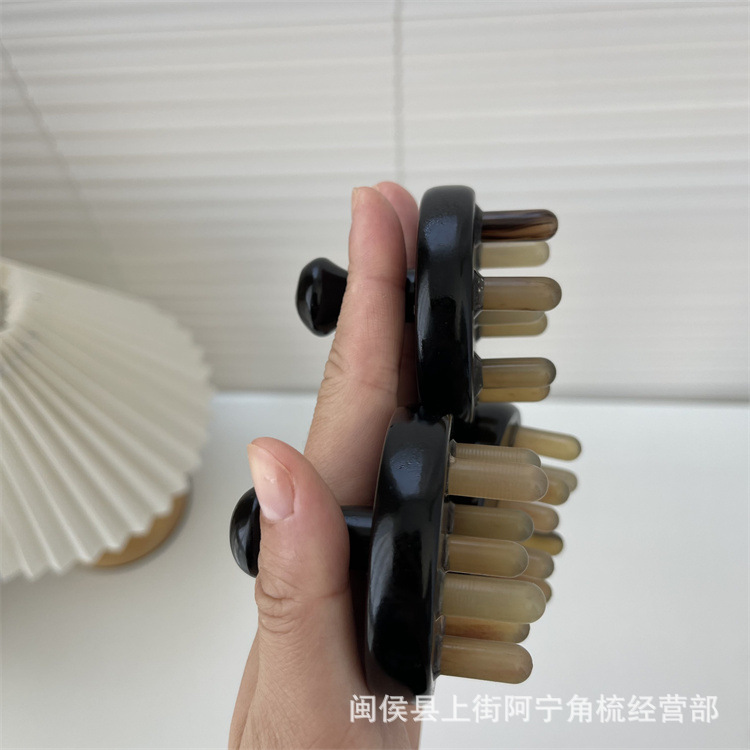 Yak Horn Comb Seven-Pin Scalp Massage Comb Portable Acupoint Head Grooming Tool quality and texture