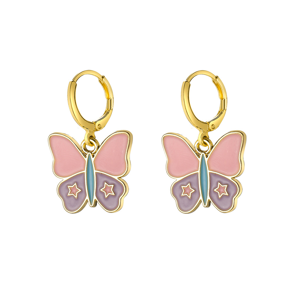 new butterfly earrings creative simple personality pink butterfly earrings wholesalepicture3