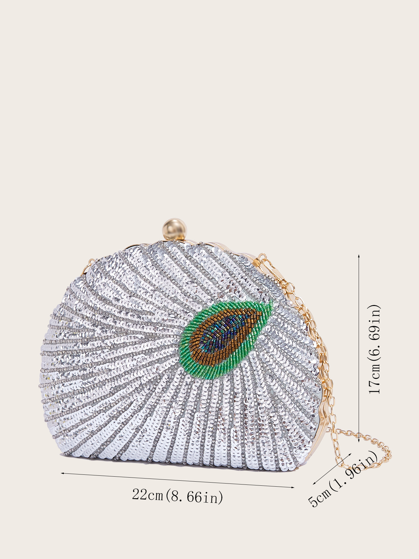 Perlenstickerei Pailletten Abend Cheongsam Crossbody Schulter Handheld Damen Pfau Perlen Kleid Tasche_voghion.com