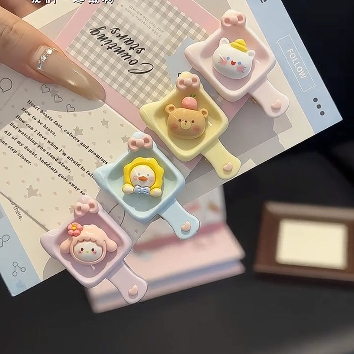 Cute Cartoon Cat Bow Tray Hairpin Bangs Clip Side Clip Pink Sweet Ins Style Hair Accessories