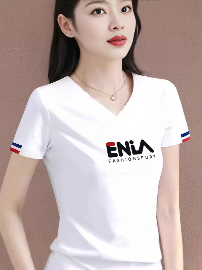 White T-Shirt for Women, Short-Sleeved, Pure Cotton, 2026 New Summer Style, Loose Half-Sleeve, Thin Printed Top for Middle-Aged Moms